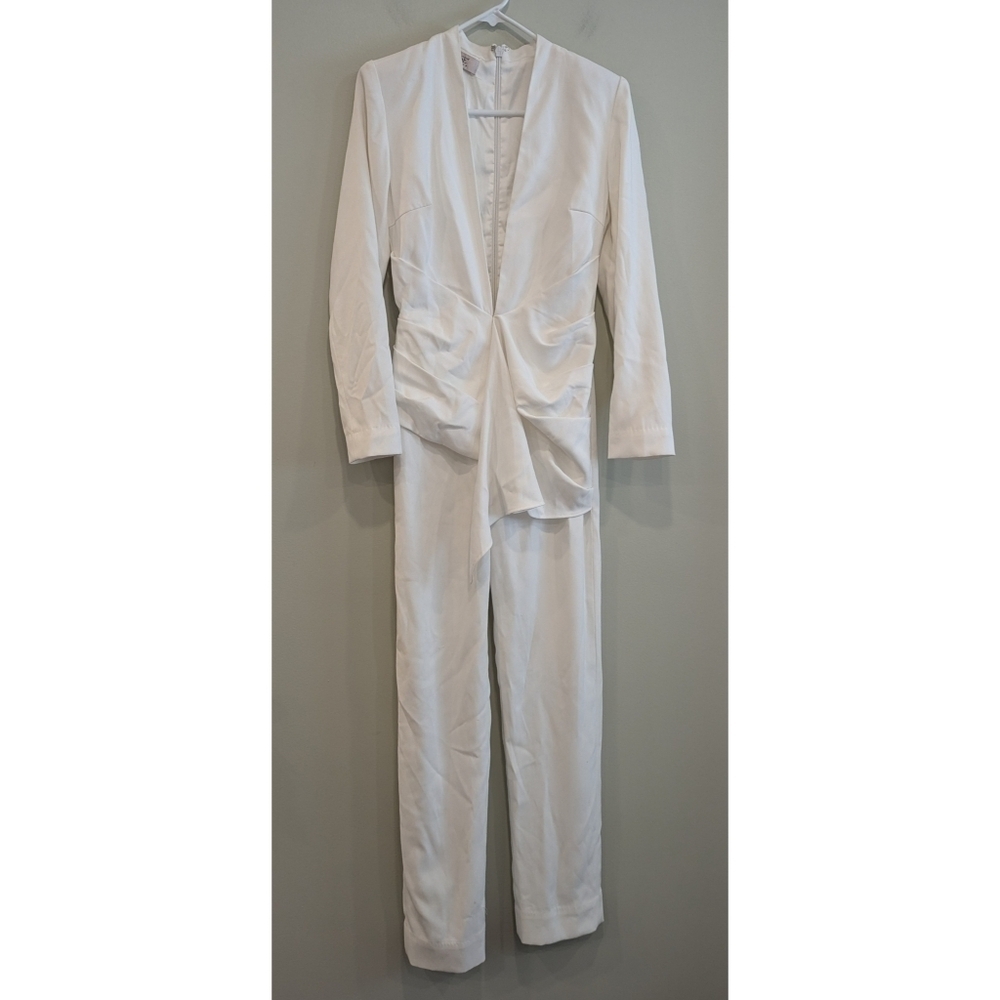 House of CB London Odelia White Deep V-Neck Jumpsuit Size Small